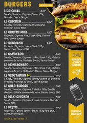 Menu Gold Burger - Les burgers