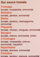 Menu Bip'Bipizza - Les pizzas page 2