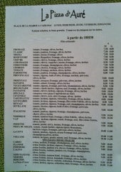 Menu La Pizza d'Auré - les pizzas