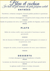 Menu Bleu et Cochon - La carte du soir
