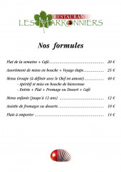 Menu Les Marronniers - Les formules