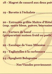 Menu Le Plazza - les salades