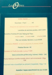 Menu Les Ondines - Côté tapas