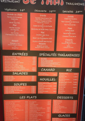 Menu Le thai - La carte