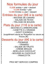 Menu Bistrot de la place - Un exemple de menu du jour