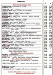 Menu Pizzazou - Pizzas