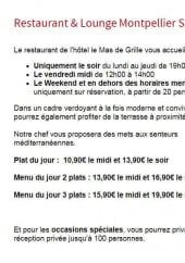 Menu Le Mas de Grille - Les formules