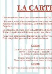 Menu Zio - La carte