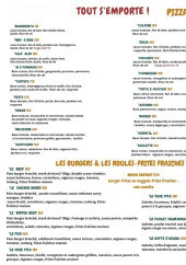 Menu Cosy Causette - Les pizzas, burgers et roules frites fraiches