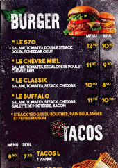 Menu Le 570 - Les burgers et tacos