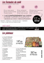Menu Sushi Mood - Formule du midi et plateaux