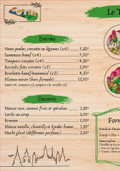 Menu Sucrine et Tamarin - Les entrées, desserts, ...