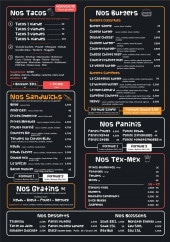 Menu Le Castellas - Tacos, burgers, sandwiches,...