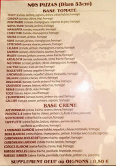 Menu Chez Fabio - Les pizzas