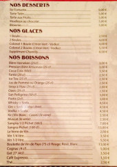Menu Chez Fabio - Les desserts; glaces et boissons