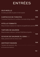 Menu Belamour - Les entrées