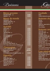 Menu Gusto - Les boissons