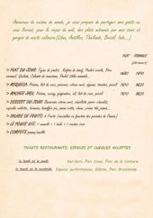 Menu Epices & Gourmandises - La carte