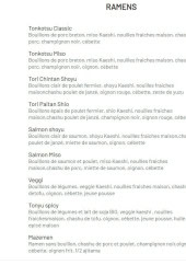 Menu Hanami Ramen - Les ramens