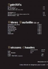 Menu L'Aventure - Apéritifs, bière, boissons,.....