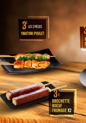 Menu Mowok - Yakitori poulet, nems poulet et café,...
