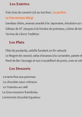 Menu L'Aromate - Les entrées, plats et desserts