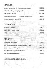 Menu Auberge de Réan - Les viandes, fromages, ...