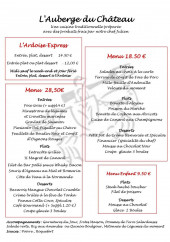 Menu L'auberge du Château - Les menus