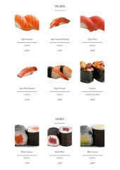 Menu Sushi-Sama - Les nigiris