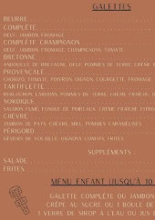 Menu Le Pressoir des Cherbault - Les galettes et menu enfant