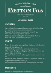 Menu Betton Fils - Menu du soir