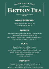 Menu Betton Fils - Menus déjeuner