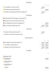 Menu Bistro Barrière - Vins et champagnes
