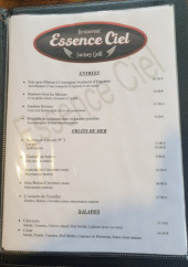 Menu Essence Ciel - Les entrées, fruits de mer, ...