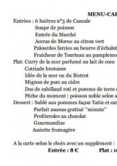 Menu La Corderie - Menu carte