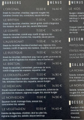 Menu La Maison du Burger - Les burgers, salades et desserts,...