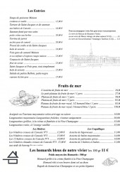 Menu Les Embruns - Les entrées et fruits de mer