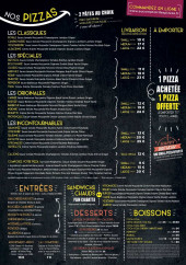 Menu Au Comptoir des Pizzas - les pizzas, entrées, desserts et boissons