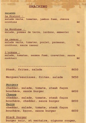 Menu Le Bistrot De La Place - Le snacking