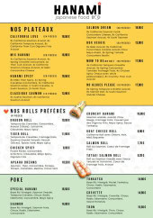 Menu Hanami Sushi - Les plateaux, rolls préférés et poké