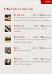 Menu La Maison Gourmande - Entremets au chocolat et aux fruits 