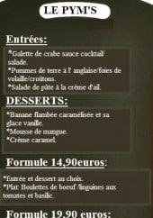 Menu Le Pym’s - entrées, desserts, formules