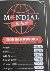 Menu Mondial kebab - Les sandwichs