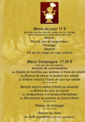 Menu Auberge des Rabouilleux - Le menus du jour et menu campagne 