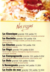 Menu Le Mirabelle - Les pizzas