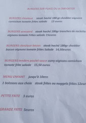 Menu Le Relais de l'Anglin - Les burgers