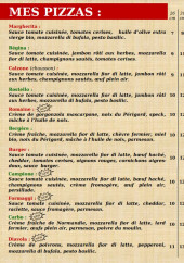 Menu Pizzeria Chez Simon - Les pizzas