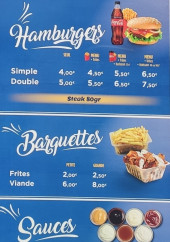 Menu Döner Kebab - Les hamburgers, barquettes et sauces