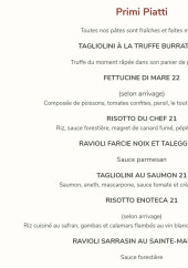 Menu Ristorante Enoteca Italiana - Les pates