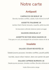 Menu Ristorante Enoteca Italiana - Les entrées et salades